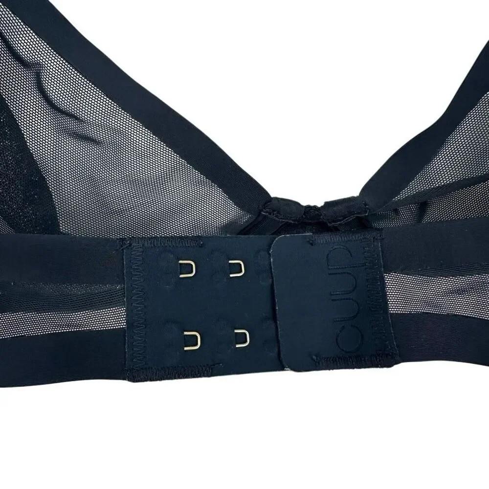 Cuup the plunge bra 36c ink black blue sheer mesh underwire unlined bralette - Picture 5 of 8